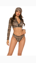 Load image into Gallery viewer, STAND COLLAR ZIPPER TOP AND BIKINI BOTTOM 3-PIECE SET