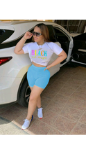Load image into Gallery viewer, SHORT SLEEVE PRINTED TOP AND SOLID COLOR SHORTS 2-PIECE SET