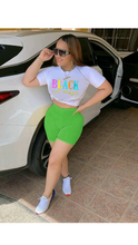 Load image into Gallery viewer, SHORT SLEEVE PRINTED TOP AND SOLID COLOR SHORTS 2-PIECE SET
