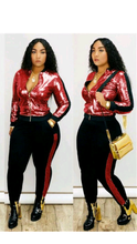 Load image into Gallery viewer, SEQUINS ZIPPER TOP AND 2-PIECE SET
