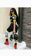 Load image into Gallery viewer, LETTER PRINT PATCHWORK TEE AND PANTS SET
