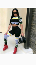 Load image into Gallery viewer, LETTER PRINT PATCHWORK TEE AND PANTS SET
