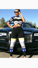 Load image into Gallery viewer, LETTER PRINT PATCHWORK TEE AND PANTS SET
