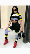 Load image into Gallery viewer, LETTER PRINT PATCHWORK TEE AND PANTS SET
