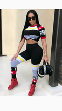 Load image into Gallery viewer, LETTER PRINT PATCHWORK TEE AND PANTS SET
