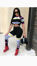 Load image into Gallery viewer, LETTER PRINT PATCHWORK TEE AND PANTS SET

