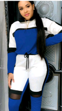 Load image into Gallery viewer, Two piece patchwork hoodie and pants set
