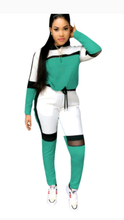 Load image into Gallery viewer, Two piece patchwork hoodie and pants set
