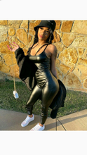 Load image into Gallery viewer, SOLID COLOR PU STRAP JUMPSUIT
