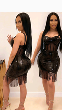 Load image into Gallery viewer, SEQUINED TASSEL PATCHWORK BODYCON DRESS
