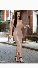 Load image into Gallery viewer, V-NECK SPAGHETTI STRAP BODYCON DRESS
