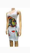 Load image into Gallery viewer, SLEEVELESS CHARACTER PRINT ROUND COLLAR BODYCON DRESS
