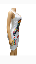 Load image into Gallery viewer, SLEEVELESS CHARACTER PRINT ROUND COLLAR BODYCON DRESS
