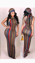 Load image into Gallery viewer, SLEEVELESS GRAPHIC PRINT BODYCON DRESS WITH MATCHING SCARF
