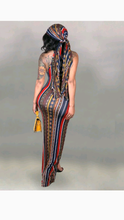 Load image into Gallery viewer, SLEEVELESS GRAPHIC PRINT BODYCON DRESS WITH MATCHING SCARF
