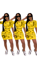 Load image into Gallery viewer, SHORT SLEEVE CHARACTER PRINT BODYCON DRESS
