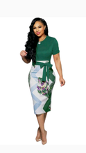 Load image into Gallery viewer, SHORT SLEEVE SASH XMAS STYLE RIBBON BODYCON DRESS
