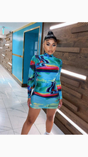 Load image into Gallery viewer, GRAFFITI PRINTING MOCK NECK BODYCON DRESS
