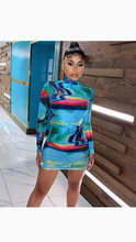 Load image into Gallery viewer, GRAFFITI PRINTING MOCK NECK BODYCON DRESS
