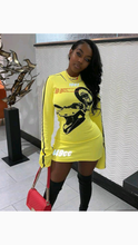 Load image into Gallery viewer, MOTORCYCLE PRINT BODYCON DRESS
