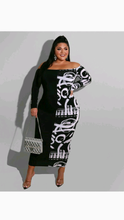 Load image into Gallery viewer, OFF THE SHOULDER ARTISTIC PRINT BODYCON DRESS
