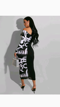 Load image into Gallery viewer, OFF THE SHOULDER ARTISTIC PRINT BODYCON DRESS
