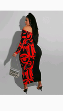 Load image into Gallery viewer, OFF THE SHOULDER ARTISTIC PRINT BODYCON DRESS
