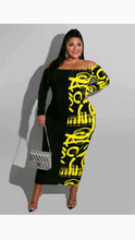 Load image into Gallery viewer, OFF THE SHOULDER ARTISTIC PRINT BODYCON DRESS

