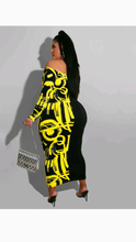 Load image into Gallery viewer, OFF THE SHOULDER ARTISTIC PRINT BODYCON DRESS
