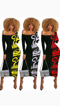 Load image into Gallery viewer, OFF THE SHOULDER ARTISTIC PRINT BODYCON DRESS
