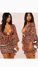 Load image into Gallery viewer, V-NECK GRAPHIC PRINT IRREGULAR FLARE BODYCON DRESS

