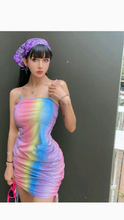 Load image into Gallery viewer, GRADIENT RAINBOW COLOR BODYCON SLIP DRESS
