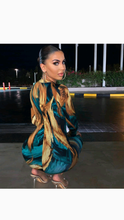 Load image into Gallery viewer, MOCK NECK LONG SLEEVE PRINT BODYCON DRESS
