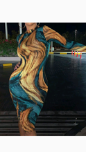 Load image into Gallery viewer, MOCK NECK LONG SLEEVE PRINT BODYCON DRESS
