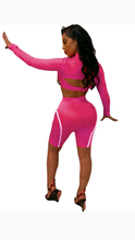 Load image into Gallery viewer, COLOR BLOCKING HOLLOW OUT TOP AND SHORTS 2-PIECE SETS
