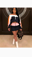 Load image into Gallery viewer, PATCHWORK OFF THE SHOULDER TOP AND DRAWSTRING WAIST SKIRT 2-PIECE SET
