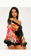 Load image into Gallery viewer, SEXY FLORAL PRINT FLARE SLEEVE ROBE
