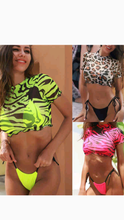 Load image into Gallery viewer, LEOPARD PRINTED MOCK NECK BIKINI 3-PIECE SET
