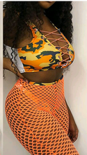 Load image into Gallery viewer, HOLLOW MESH SHORTS BANDAGE CROP TOP 3-PIECE SET

