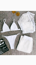 Load image into Gallery viewer, V-NECK MESH BIKINI SWIMSUIT 4-PIECE SET
