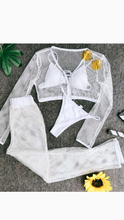 Load image into Gallery viewer, V-NECK MESH BIKINI SWIMSUIT 4-PIECE SET
