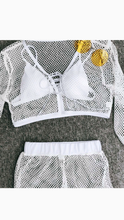 Load image into Gallery viewer, V-NECK MESH BIKINI SWIMSUIT 4-PIECE SET
