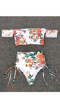 Load image into Gallery viewer, OFF THE SHOULDER FLORAL PRINT TOP&amp;HIGH WAISTED BANDAGE 2-PIECE SET
