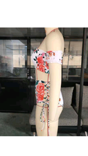 Load image into Gallery viewer, OFF THE SHOULDER FLORAL PRINT TOP&amp;HIGH WAISTED BANDAGE 2-PIECE SET
