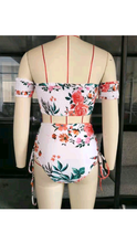 Load image into Gallery viewer, OFF THE SHOULDER FLORAL PRINT TOP&amp;HIGH WAISTED BANDAGE 2-PIECE SET
