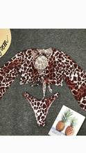 Load image into Gallery viewer, SEXY LEOPARD LACE-UP 3-PIECE SWIMSUIT SET

