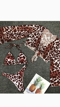 Load image into Gallery viewer, SEXY LEOPARD LACE-UP 3-PIECE SWIMSUIT SET
