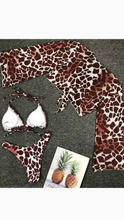 Load image into Gallery viewer, SEXY LEOPARD LACE-UP 3-PIECE SWIMSUIT SET
