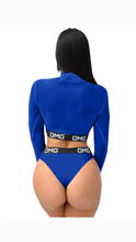 Load image into Gallery viewer, LETTER PRINT MESH LONG SLEEVE 3-PIECE BIKINI SET
