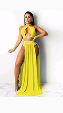 Load image into Gallery viewer, CUT OUT HALTER NECK SIDE-SLIT 3-PIECE SWIMSUIT SET
